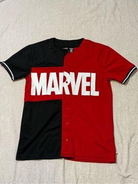 Marvel Our Universe Baseball Jersey S Red Black Y2K Blokecore Streetwear